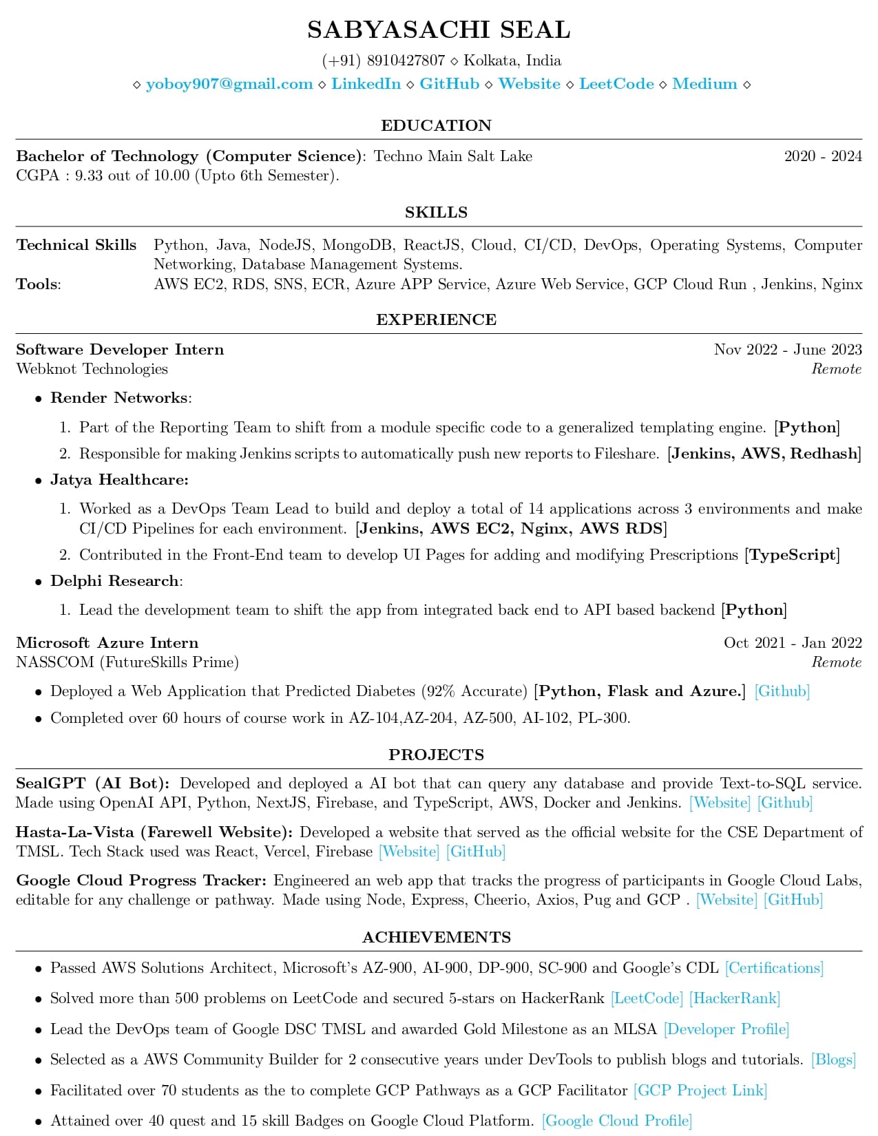 Sabyasachi Seal Resume